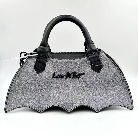 Betsey Johnson Silver Glitter SPARKLE BAT Halloween Top Handle CROSSBODY Bag NWT - Picture 5 of 6